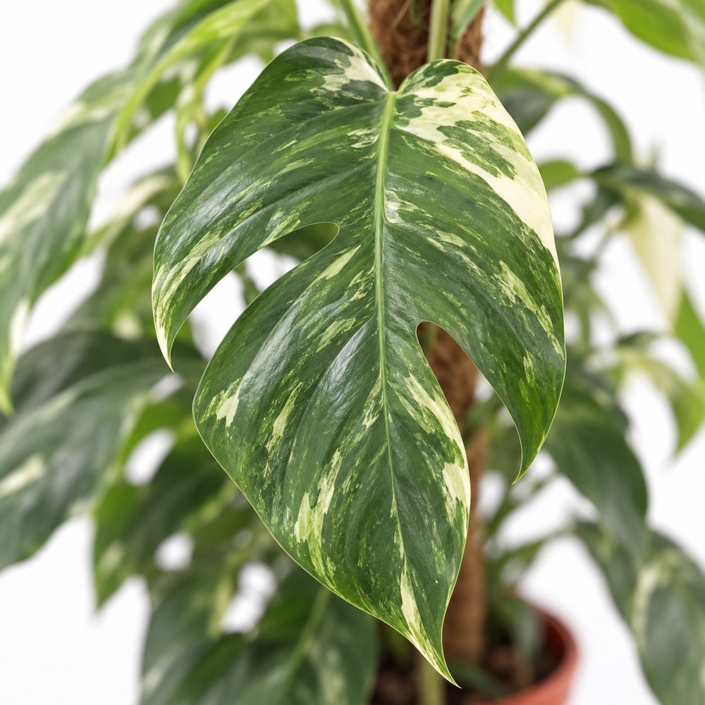 Epipremnum Pinnatum Albo Variegata, Nahaufnahme Blatt