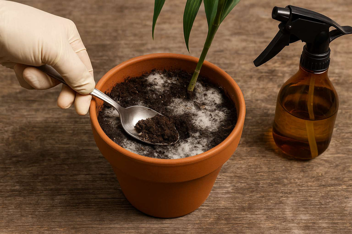 Schimmel auf Blumenerde erfolgreich ohne Umtopfen entfernen