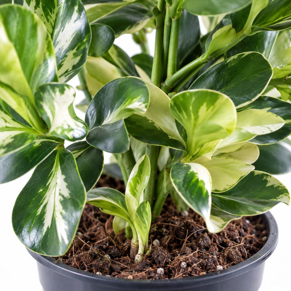 Clusia Rosea White Star, Nahaufnahme Wuchs und Triebansatz