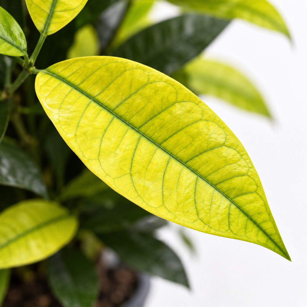 Croton Mrs. Iceton, Nahaufnahme Blatt