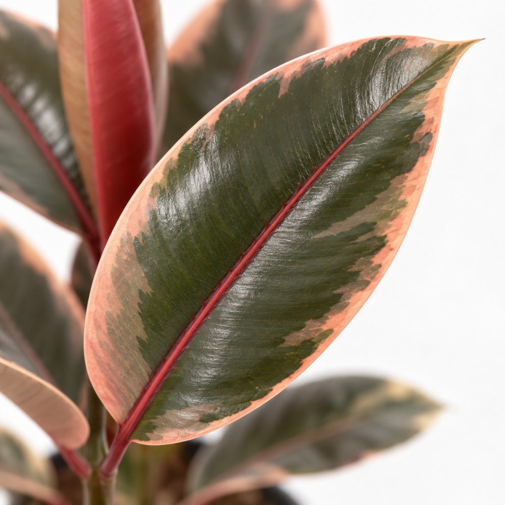 Ficus Elastica Belize, Nahaufnahme Blatt