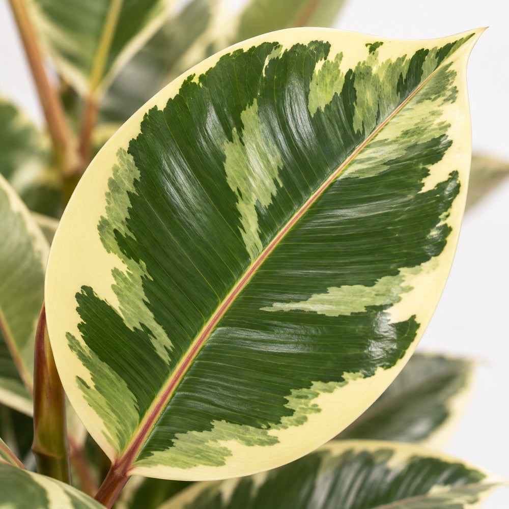 Ficus Elastica Tineke (100cm, Ø27cm), Nahaufnahme Blatt